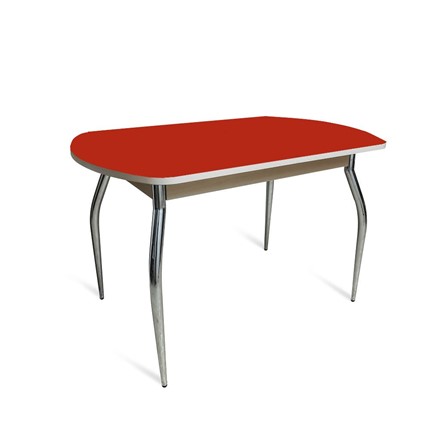 Обеденный стол ПГ-04 СТ2, белое ЛДСП/алое стекло/35 хром гнутые металл в Лангепасе - изображение