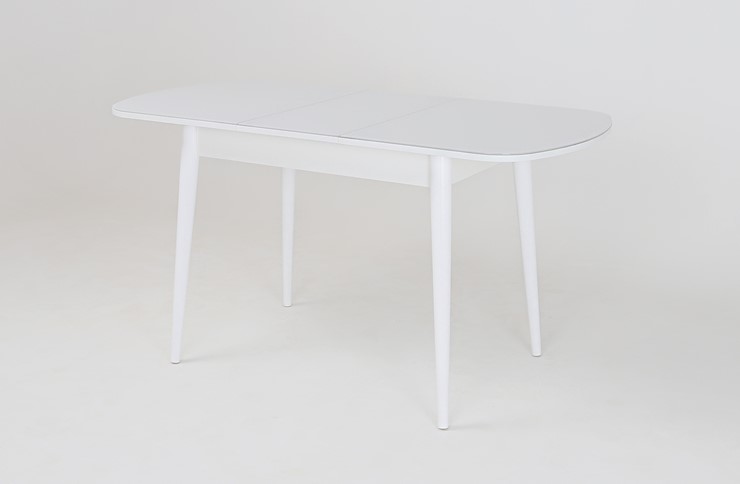 Кухонный раскладной стол Хоста, опоры массив цилиндрический, Белый в Когалыме - изображение 1