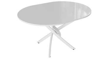 Кухонный стол раскладной Diamond тип 3 (Белый муар/Белый глянец) в Лангепасе - предосмотр 1