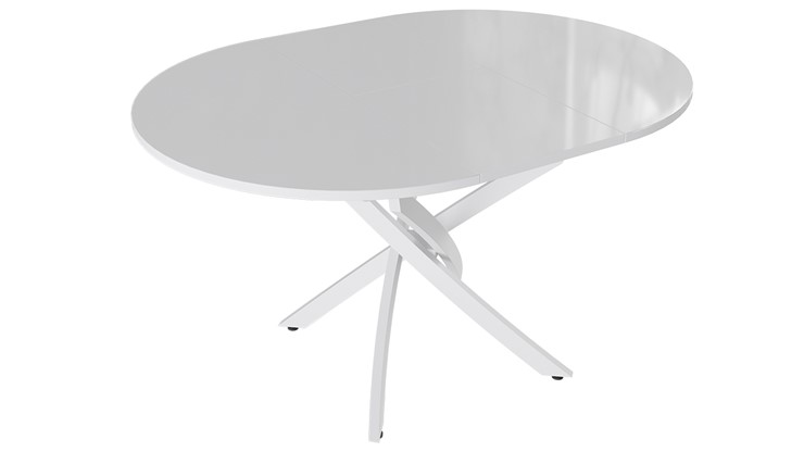 Кухонный стол раскладной Diamond тип 3 (Белый муар/Белый глянец) в Нефтеюганске - изображение 1