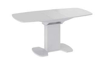 Кухонный раздвижной стол Портофино (СМ(ТД)-105.02.11(1)), цвет Белый глянец/Стекло белое в Сургуте - предосмотр 1