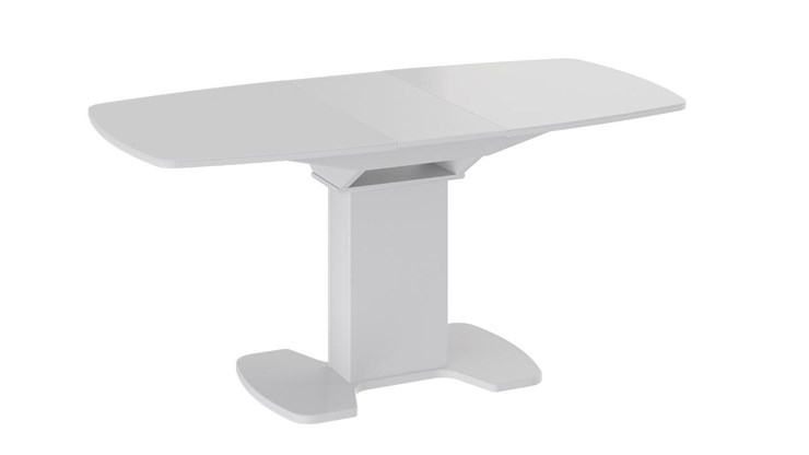 Кухонный раздвижной стол Портофино (СМ(ТД)-105.02.11(1)), цвет Белый глянец/Стекло белое в Радужном - изображение 1