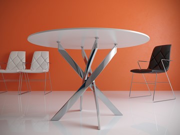 Кухонный стол Kenner R1000 (Хром/Стекло белое глянец) в Урае - предосмотр 1