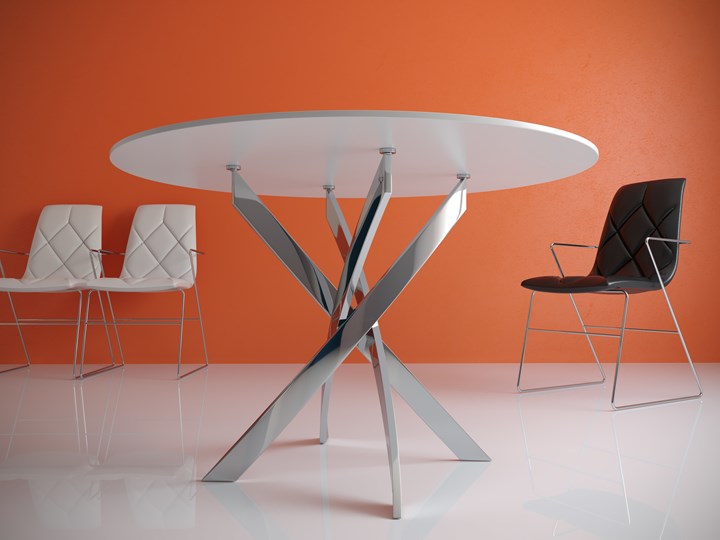 Кухонный стол Kenner R1000 (Хром/Стекло белое глянец) в Урае - изображение 1