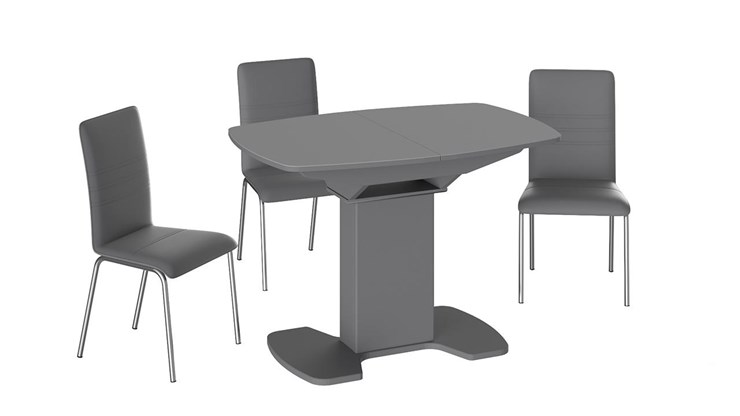 Кухонный стол раздвижной Портофино (СМ(ТД)-105.01.11(1)), цвет Серое/Стекло серое матовое LUX в Урае - изображение 2