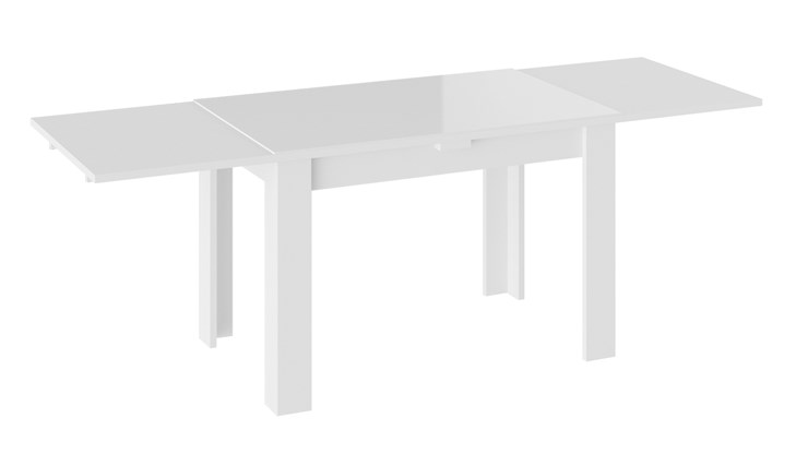 Кухонный раздвижной стол Норман тип 1, цвет Белый/Стекло белый глянец в Радужном - изображение 1