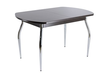 Кухонный стол раздвижной ПГ-07 СТ1 венге/черное стекло/хром фигурные в Урае