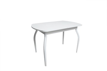 Кухонный стол раскладной ПГ-02СТ белое/белое/крашенные фигурные в Лангепасе