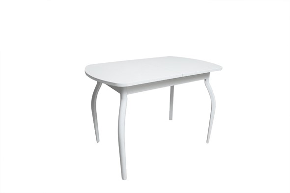 Кухонный стол раскладной ПГ-02СТ белое/белое/крашенные фигурные в Радужном - изображение
