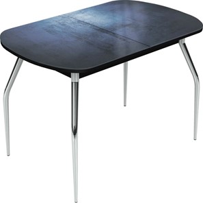 Кухонный раскладной стол Ривьера исп.2 хром №5 (Exclusive h149/черный) в Сургуте
