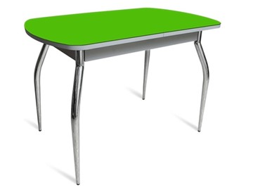 Стол ПГ-04 СТ белое/зеленое стекло/хром фигурные в Урае