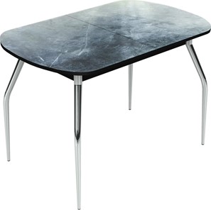 Кухонный стол раздвижной Ривьера исп.2 хром №5 (Exclusive h158/черный) в Лангепасе