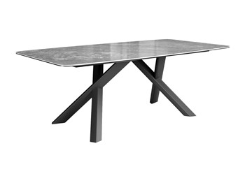 Керамический обеденный стол DikLine KS220 керамика Monsoon (серый глянец JA688) / опоры черные в Нижневартовске