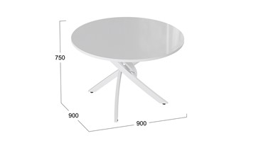 Стол на кухню Diamond тип 2 (Белый муар/Белый глянец) в Нижневартовске - предосмотр 1