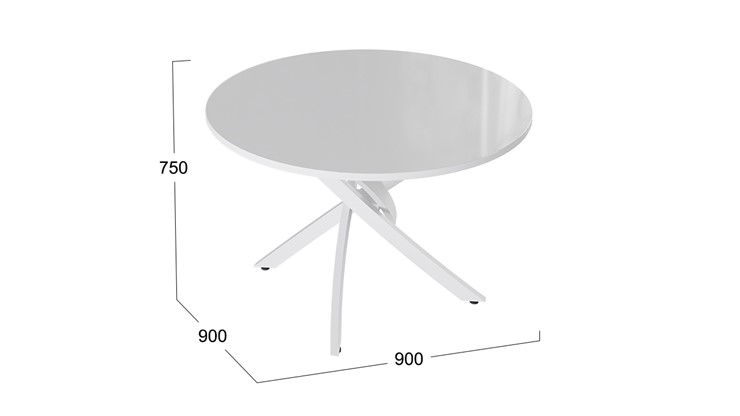 Стол на кухню Diamond тип 2 (Белый муар/Белый глянец) в Нижневартовске - изображение 1