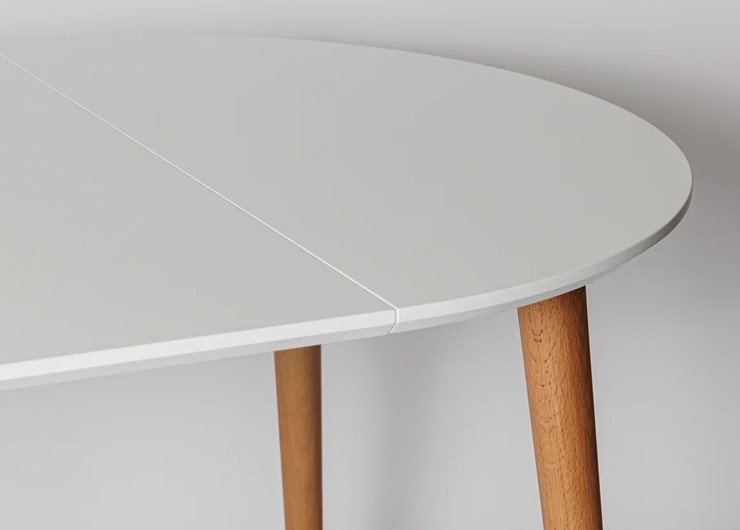 Кухонный раздвижной круглый стол Белая Эмаль д. 100 см МДФ ножки светлый орех в Югорске - изображение 15