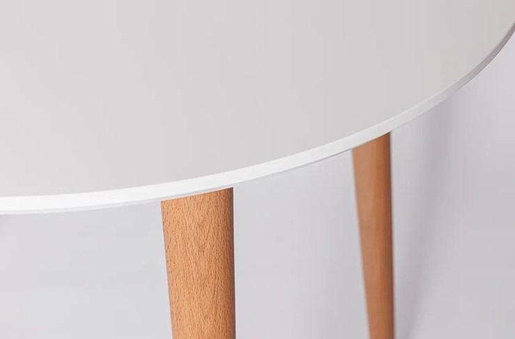 Кухонный раздвижной круглый стол Белая Эмаль д. 100 см МДФ ножки светлый орех в Югорске - изображение 21