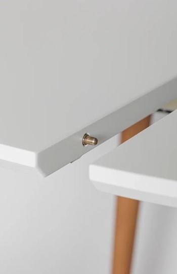 Кухонный раздвижной круглый стол Белая Эмаль д. 100 см МДФ ножки светлый орех в Югорске - изображение 8