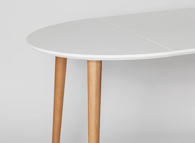 Кухонный раздвижной круглый стол Белая Эмаль д. 90 см МДФ ножки светлый орех в Югорске - изображение 10