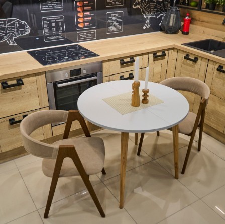 Кухонный раздвижной круглый стол Серый камень 90*90 см ЛДСП в Урае - изображение 14