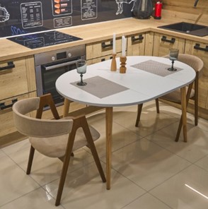 Кухонный раздвижной круглый стол Серый камень 90*90 см ЛДСП в Югорске - предосмотр 5