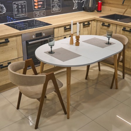 Кухонный раздвижной круглый стол Серый камень 90*90 см ЛДСП в Югорске - изображение 5