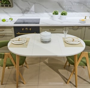 Кухонный раздвижной круглый стол Серый камень 90*90 см ЛДСП в Урае - предосмотр 6