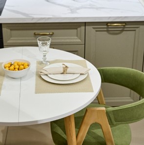 Кухонный раздвижной круглый стол Серый камень 90*90 см ЛДСП в Урае - предосмотр 10