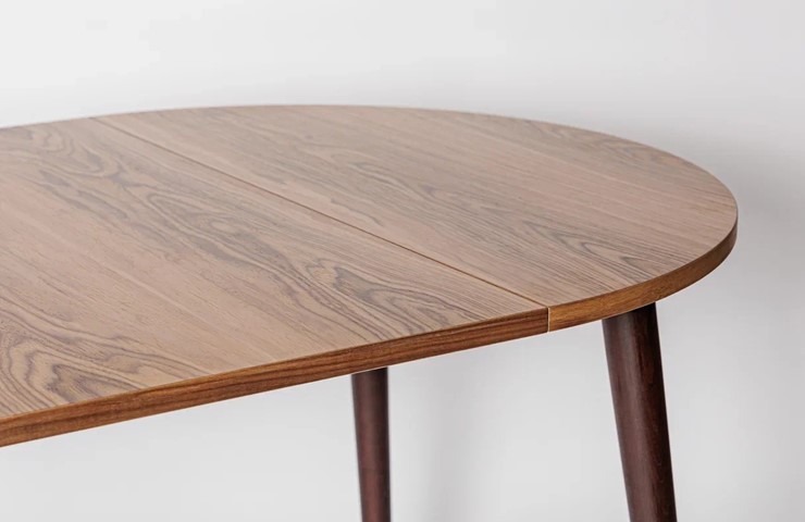 Кухонный стол круглый Шпон Ореха д. 100 см МДФ ножки вишня в Урае - изображение 17