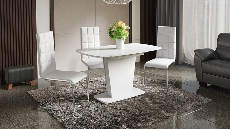 Кухонный стол раздвижной Честер тип 2, цвет Белый/Стекло белый глянец в Нягани - изображение 2