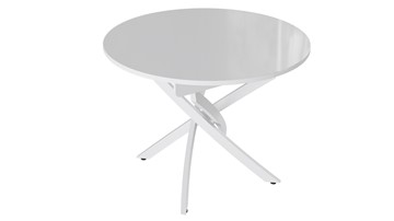Кухонный стол раскладной Diamond тип 3 (Белый муар/Белый глянец) в Радужном