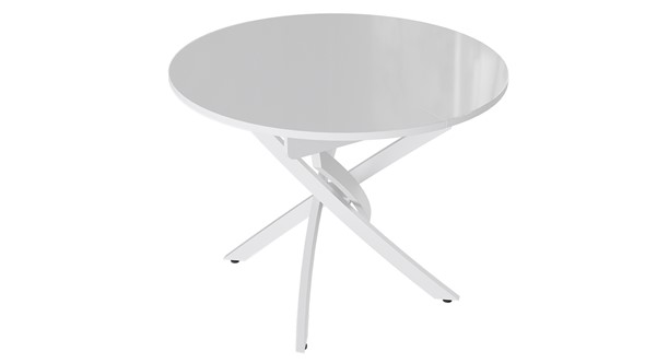 Кухонный стол раскладной Diamond тип 3 (Белый муар/Белый глянец) в Лангепасе - изображение