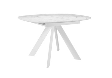 Керамический кухонный стол DikLine BK100 Керамика Белый мрамор/подстолье белое/опоры белые в Сургуте