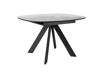 Обеденный раздвижной стол DikLine BK100 Керамика Серый мрамор/подстолье черное/опоры черные в Урае