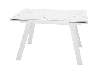 Стол обеденный раздвижной DikLine DKL140 Керамика Белый мрамор/опоры белые (2 уп.) в Лангепасе