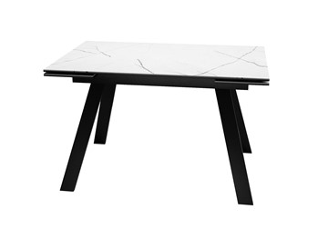 Обеденный раздвижной стол DikLine DKL140 Керамика Белый мрамор/опоры черные (2 уп.) в Югорске