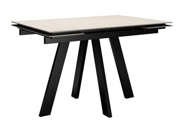 Кухонный стол раскладной DikLine DM120 Хромикс белый / опоры черные в Югорске