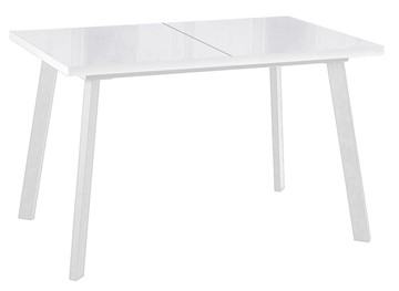 Кухонный раздвижной стол Dikline HBS120 Стекло белое/ножки белые в Лангепасе