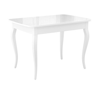 Кухонный стол раздвижной Dikline M110 Белый/стекло белое глянец/ножки MC белые в Когалыме