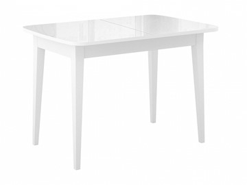 Кухонный раскладной стол Dikline M110 Белый/стекло белое глянец/ножки MM белые в Лангепасе