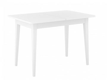 Кухонный раздвижной стол Dikline M110 Белый/стекло белое сатин/ножки MM белые в Урае