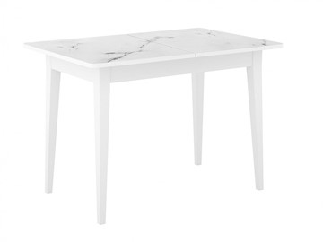 Раздвижной стол Dikline M110 Белый/стекло белый мрамор сатин/ножки MM белые в Лангепасе - предосмотр