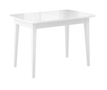 Кухонный раскладной стол Dikline M120 Белый/стекло белое глянец/ножки MM белые в Нефтеюганске