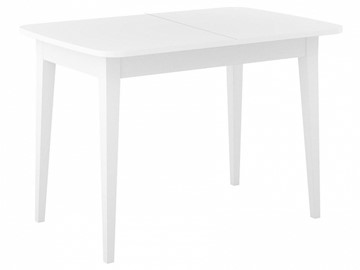 Кухонный стол раскладной Dikline M120 Белый/стекло белое сатин/ножки MM белые в Пыть-Яхе