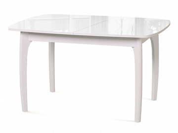 Кухонный стол раздвижной Dikline M20 стекло белое/ножки белые в Сургуте