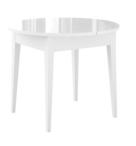 Кухонный стол раздвижной Dikline MR100 Белый/стекло белое глянец/ножки MM белые в Югорске
