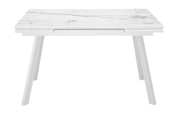 Керамический кухонный стол DikLine SKA125 Керамика Белый мрамор/подстолье белое/опоры белые (2 уп.) в Сургуте