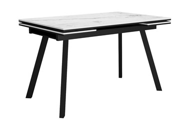 Раздвижной стол DikLine SKA125 Керамика Белый мрамор/подстолье черное/опоры черные (2 уп.) в Лангепасе
