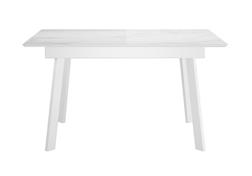 Кухонный раскладной стол DikLine SKH125 Керамика Белый мрамор/подстолье белое/опоры белые (2 уп.) в Когалыме