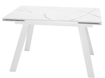 Стол обеденный раздвижной DikLine SKM140 Керамика Белый мрамор/подстолье белое/опоры белые (2 уп.) в Сургуте